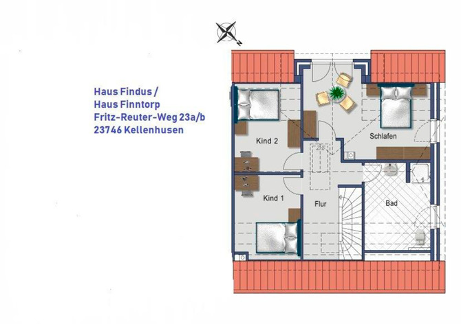 Ferienhaus in Kellenhusen - Findus - Grundriss OG