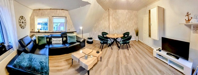 Ferienwohnung in Gr&ouml;mitz - Rosenstrasse 23 - Panorama Foto Wohnzimmer